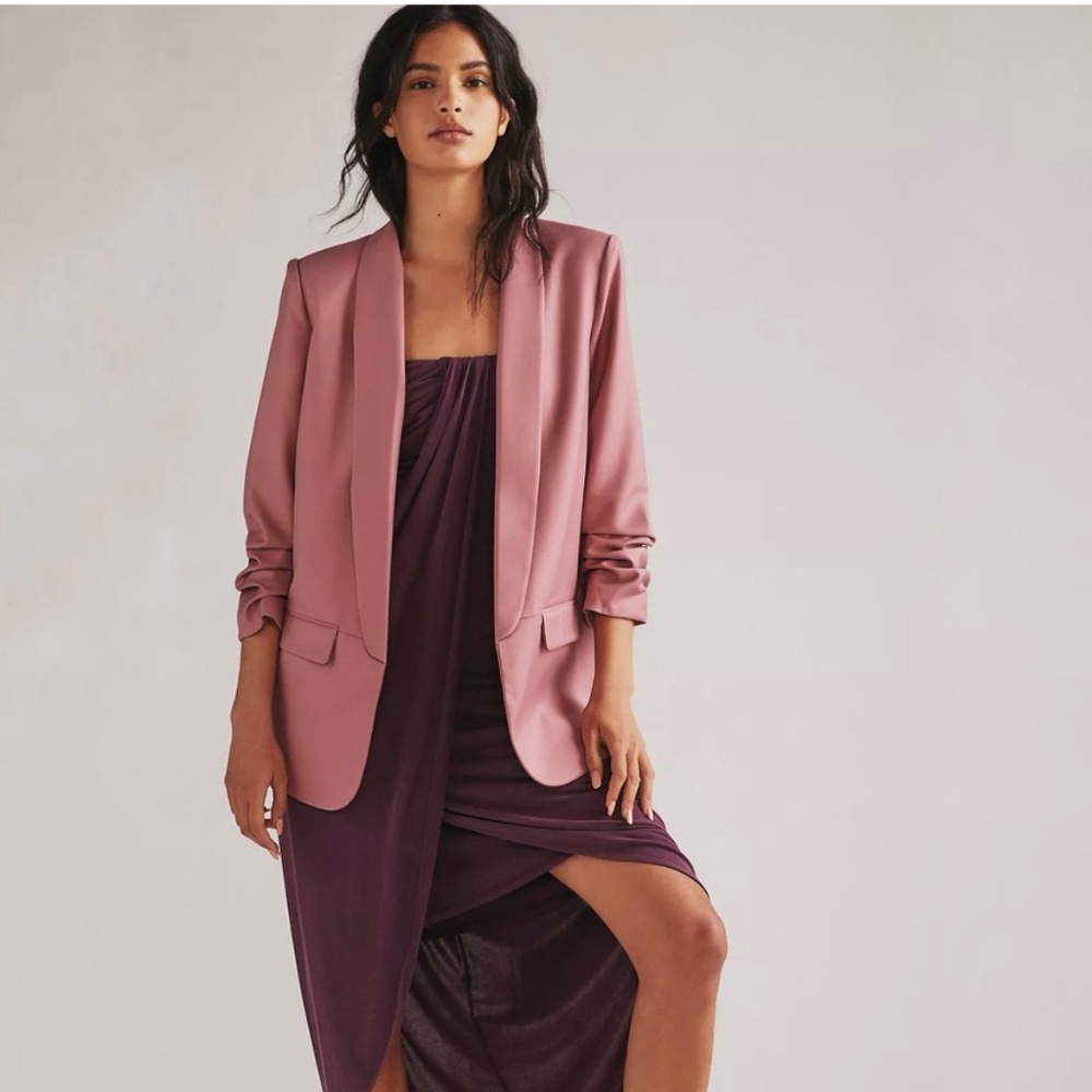 Mare Mare x Anthropologie Cinch Sleeve Blazer Mauve Size 2X Plus Dusty Rose Pink - Picture 10 of 10